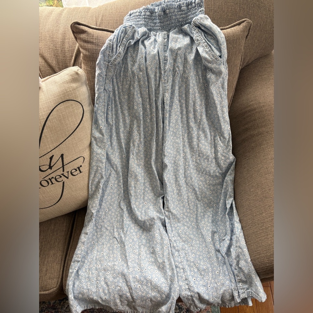 American Eagle Outfitters Light Blue Smocked Pants